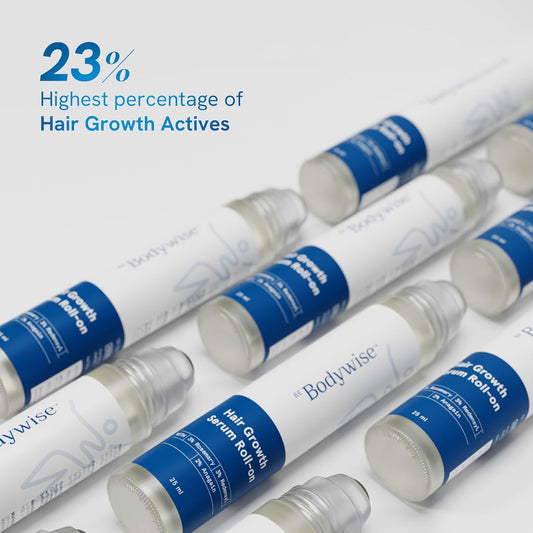 Be Bodywise Advanced Hair Growth Roll-On Serum | 3% Rosemary | 2% Aminexil | 3% Redensy l 2% Anagain | Precision Scalp Applicator | Paraben & Sulphate Free | Non oily and mess free-HHW